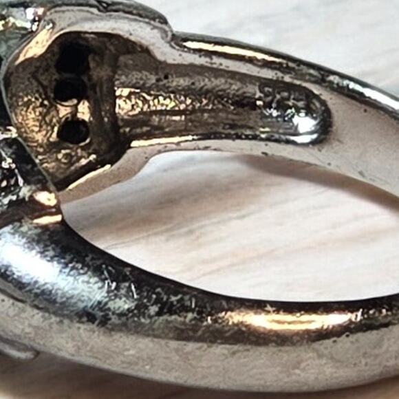 Stunning Vintage Black and Clear CZ Silver 925 Size 9 - Picture 6 of 8